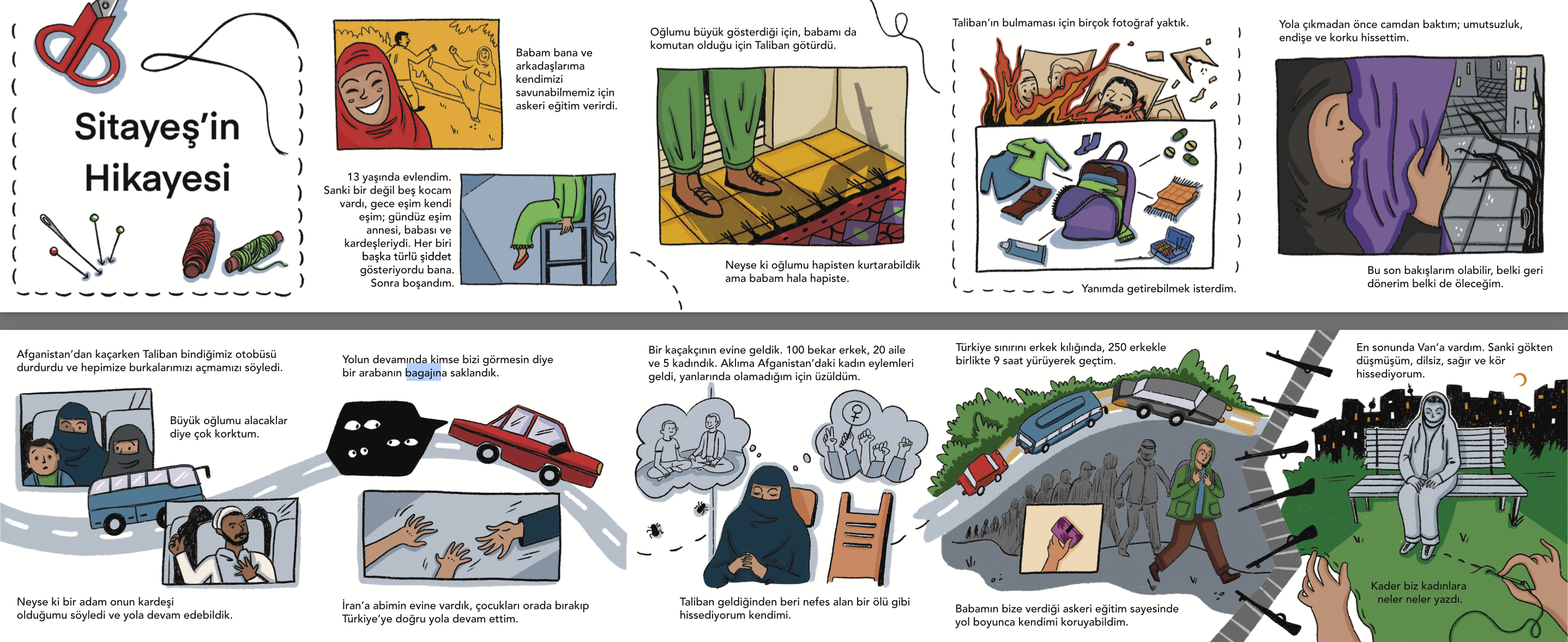 Berfin Hanalp'ın Hafıza ve Gençlik projesinin üçüncü dönemi içersinde hazırladığı Göçün Cinsiyeti: Sitayeş'in Hikayesi isimli çalışmasının görseli.