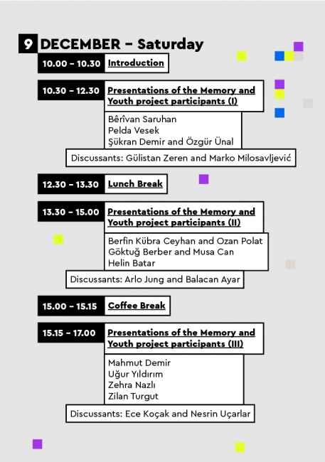 New Memory Fields Workshop schedule, 9-10 December 2023.